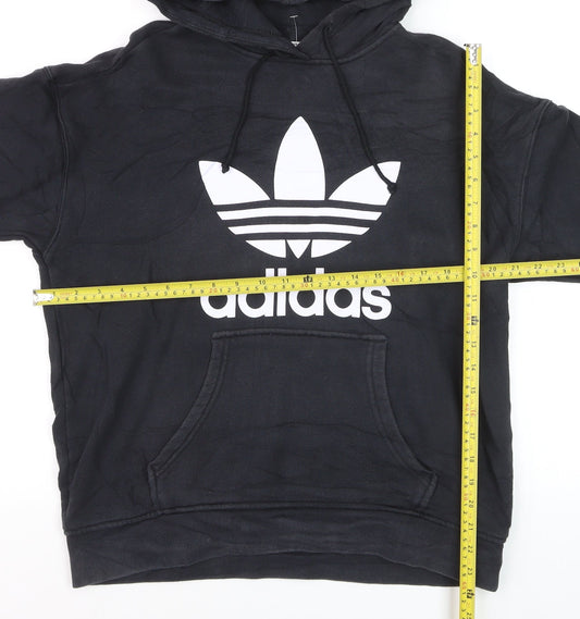 Adidas Mens Black XL Pullover Hoodie with Logo Graphic Print