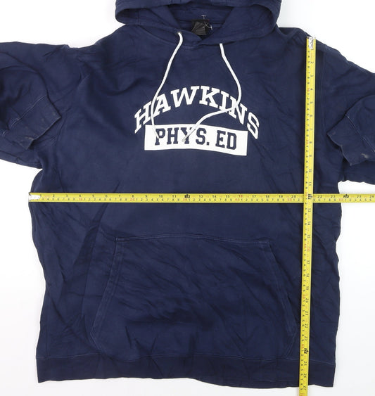 Nike x Stranger Things Men’s Blue Pullover Hoodie L Hawkins Phys Ed