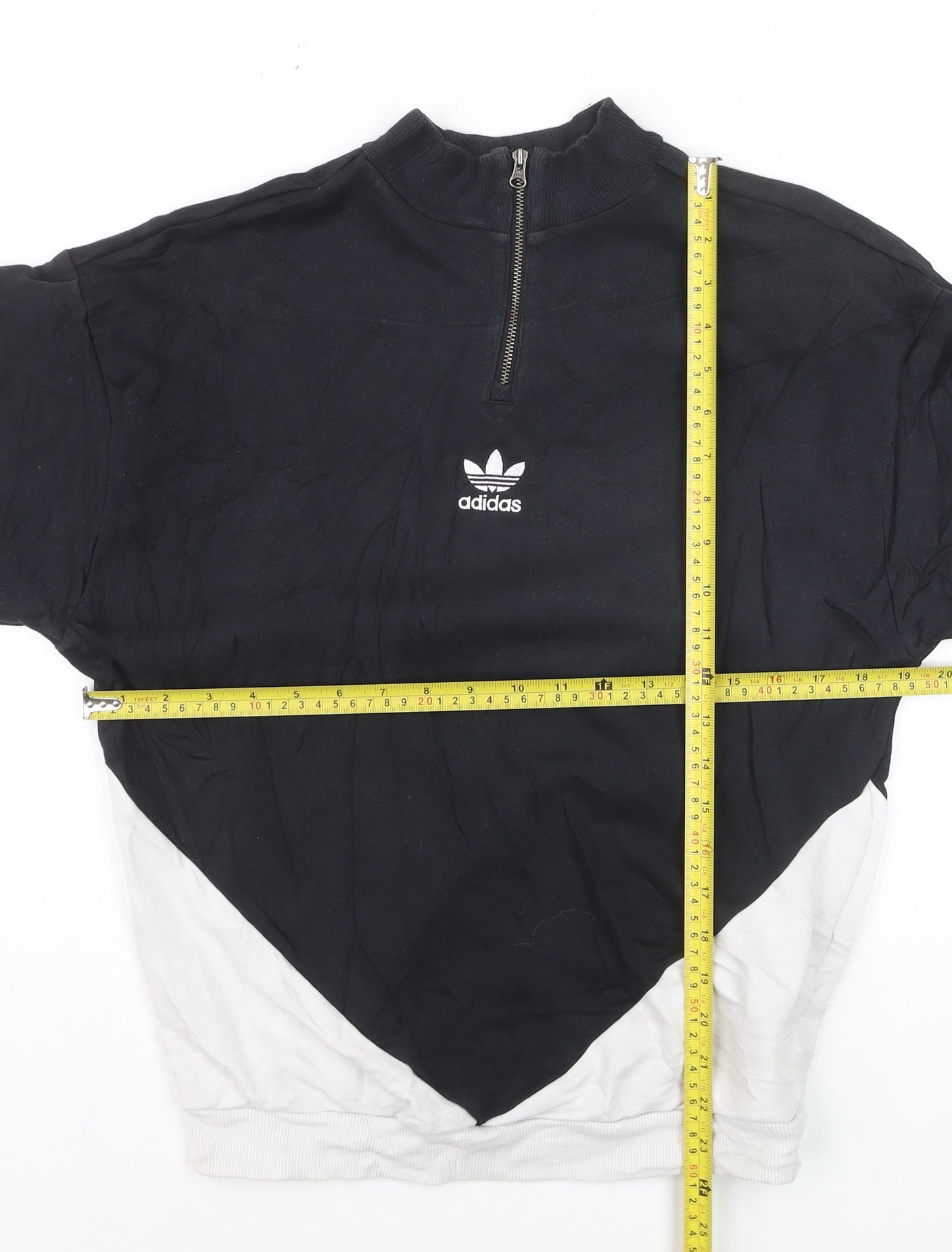 Adidas Women's Black White 1/4 Zip Colourblock Sweatshirt Size 6