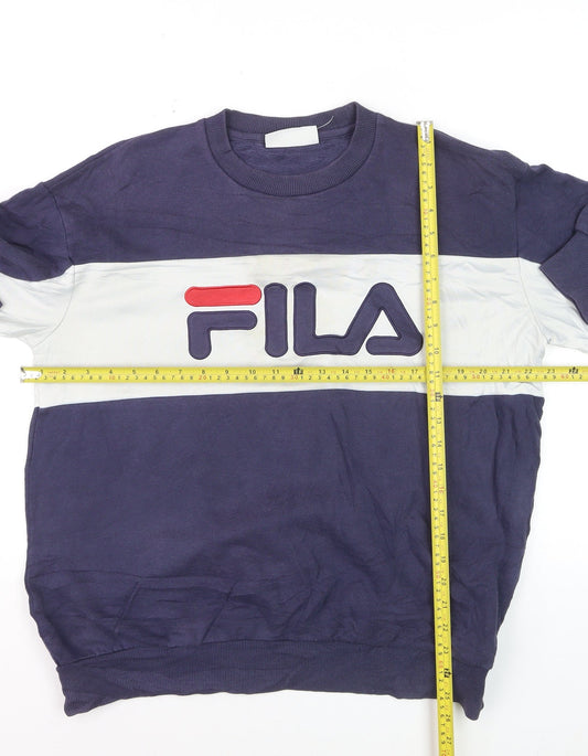 Fila Men's Blue Pullover Sweatshirt L Crew Neck Retro Sportswear