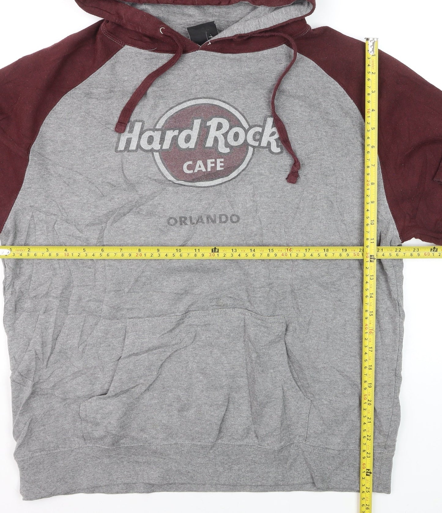 Hard Rock Men’s Grey & Maroon Pullover Hoodie L Music Logo