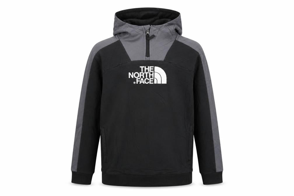The North Face Boys Black & Grey XL Pullover Hoodie with Logo Print