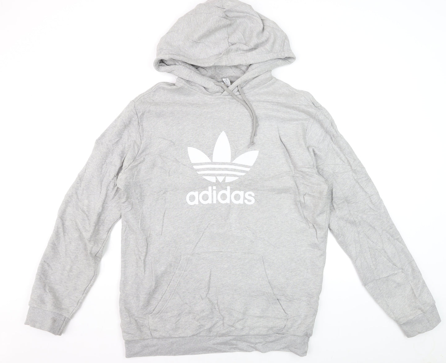 Adidas Men's Grey Pullover Hoodie M Logo Fleece Sweatshirt