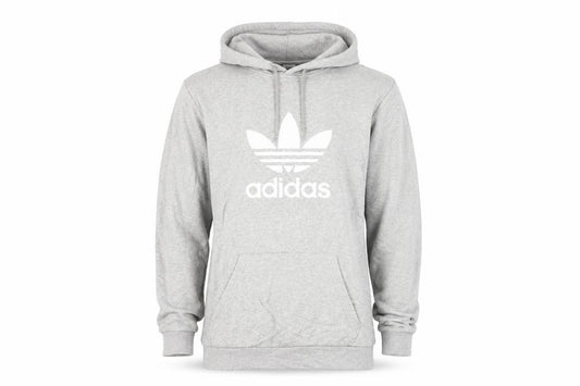 Adidas Men's Grey Pullover Hoodie M Logo Fleece Sweatshirt