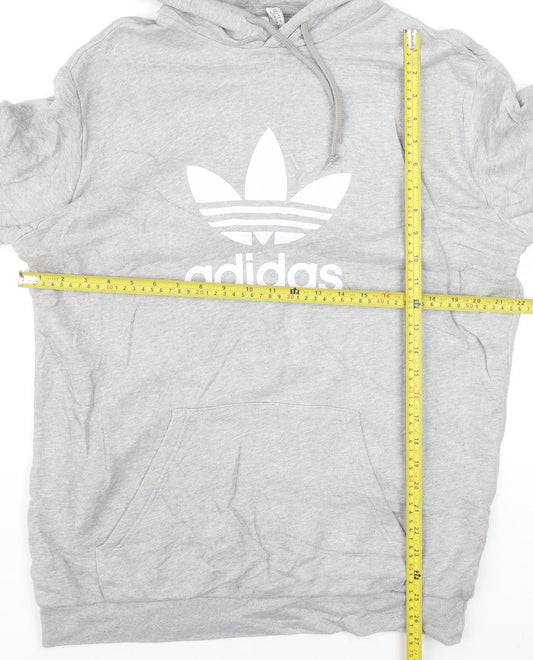 Adidas Men's Grey Pullover Hoodie M Logo Fleece Sweatshirt