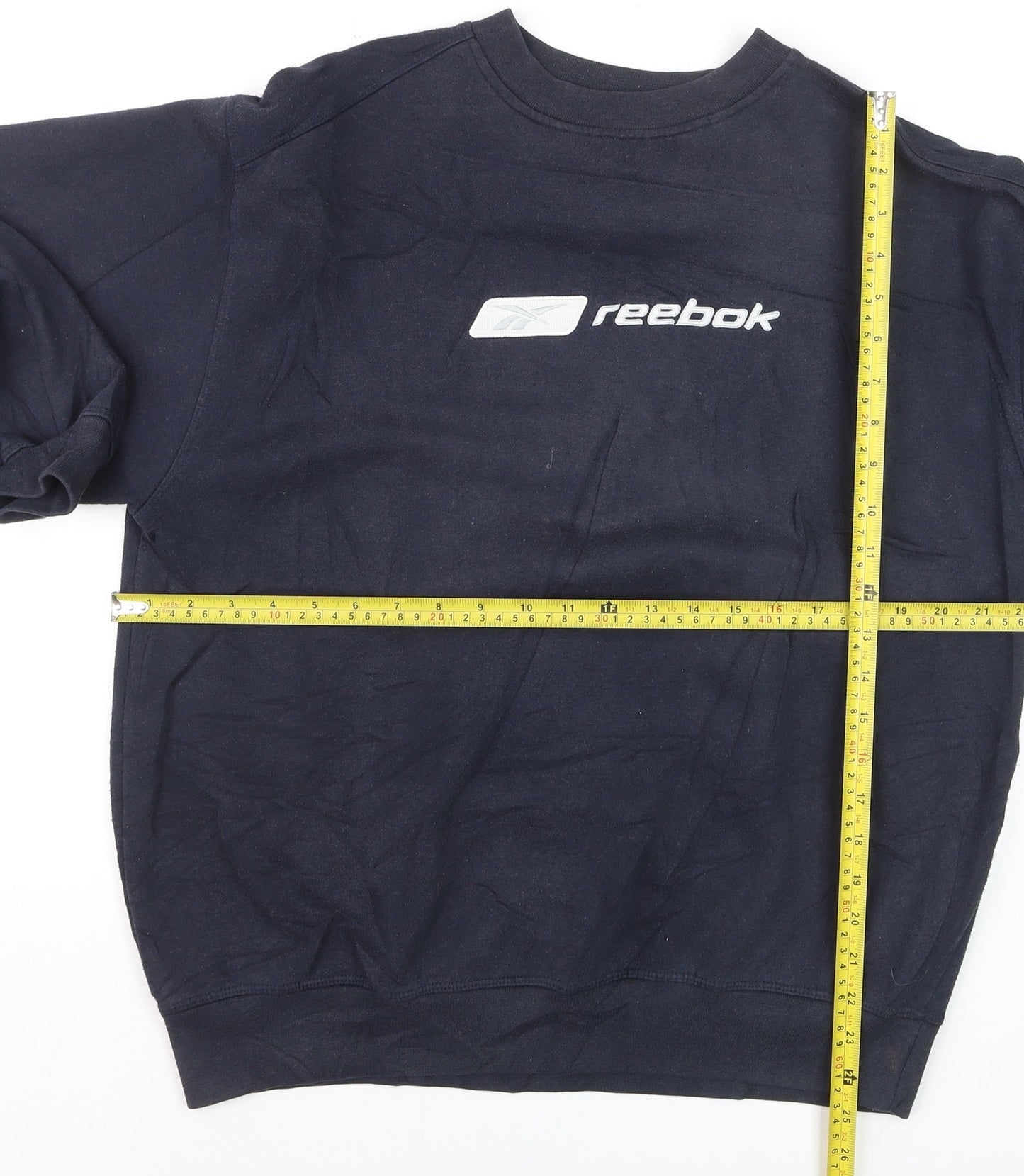 Reebok Men’s Blue Pullover Crew Neck Logo Sweatshirt M Regular Fit