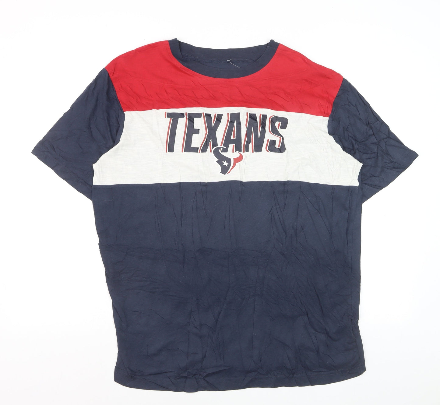 NFL Team Apparel Men's Texans Navy Red Colourblock T-Shirt XL