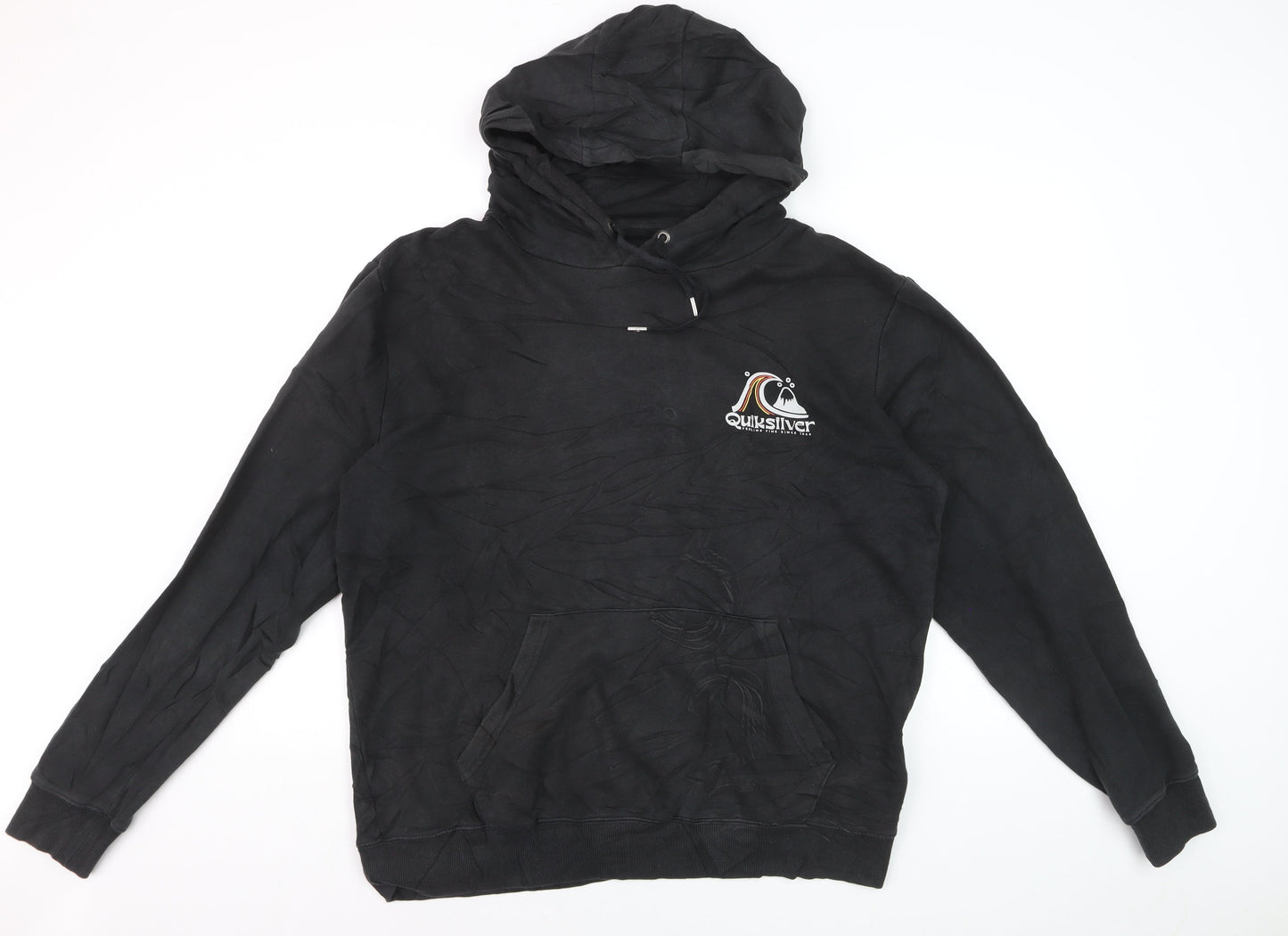 Quiksilver Men’s Black XL Pullover Hoodie Fleece Logo Sweatshirt
