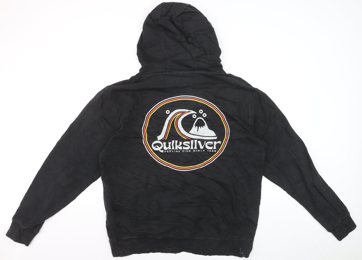 Quiksilver Men’s Black XL Pullover Hoodie Fleece Logo Sweatshirt
