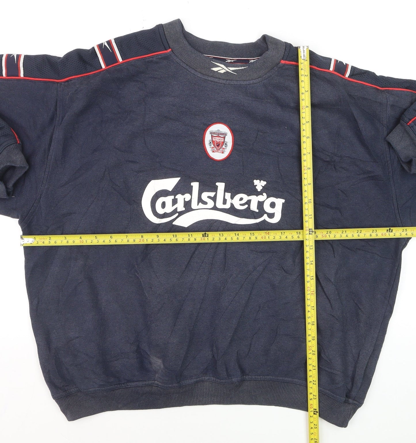 Reebok Men’s Blue Liverpool F.C. Logo Pullover Sweatshirt L Vintage