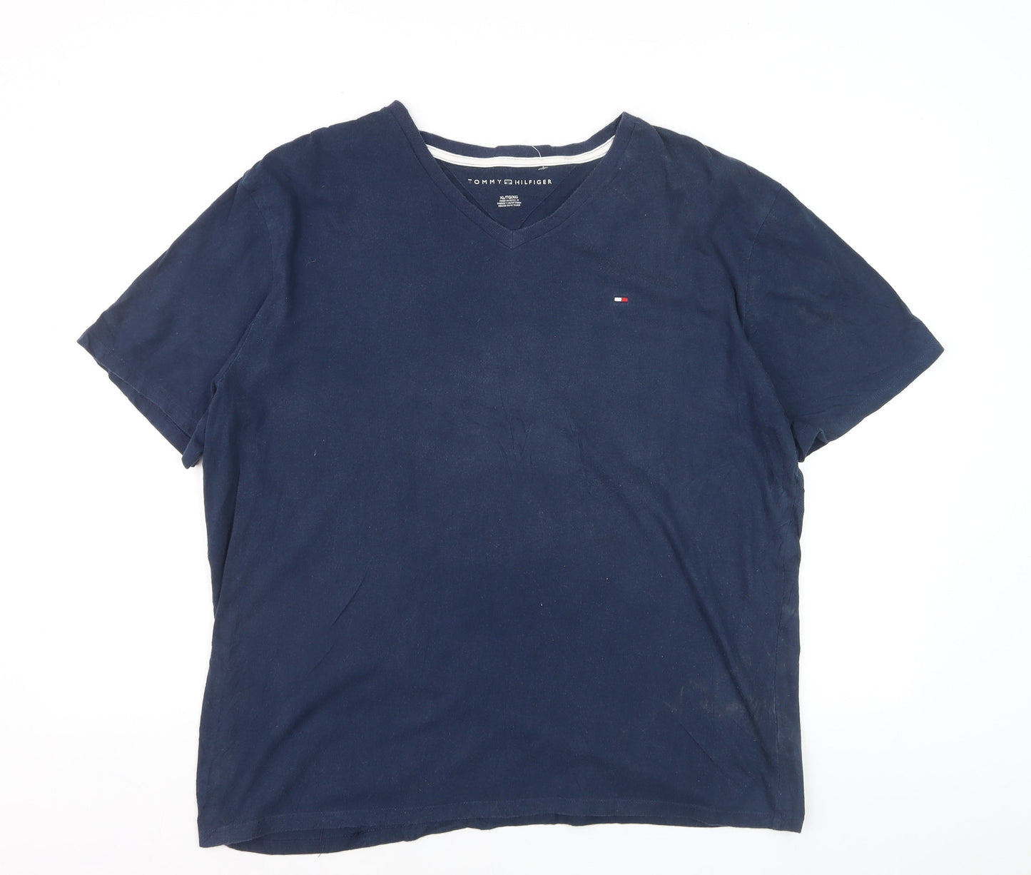 Tommy Hilfiger Men's Blue V-Neck Short Sleeve T-Shirt XL