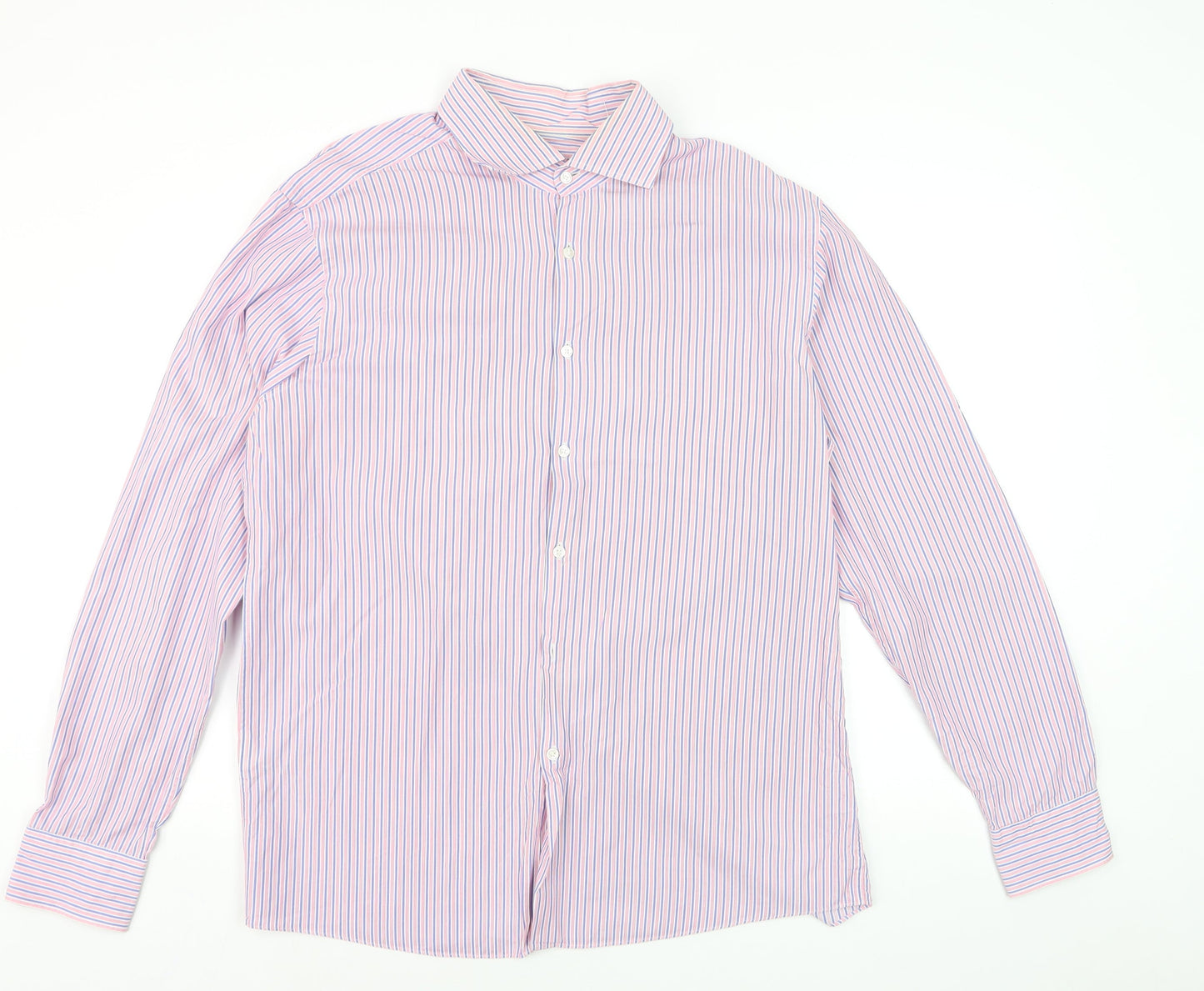 Hugo Boss Men's Multicoloured Slim Fit Striped Dress Shirt 17.5in