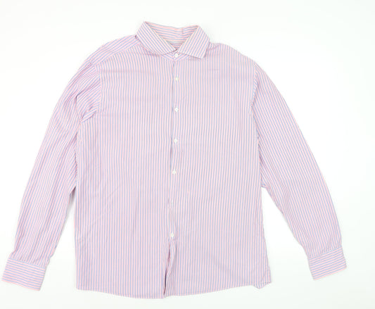 Hugo Boss Men's Multicoloured Slim Fit Striped Dress Shirt 17.5in