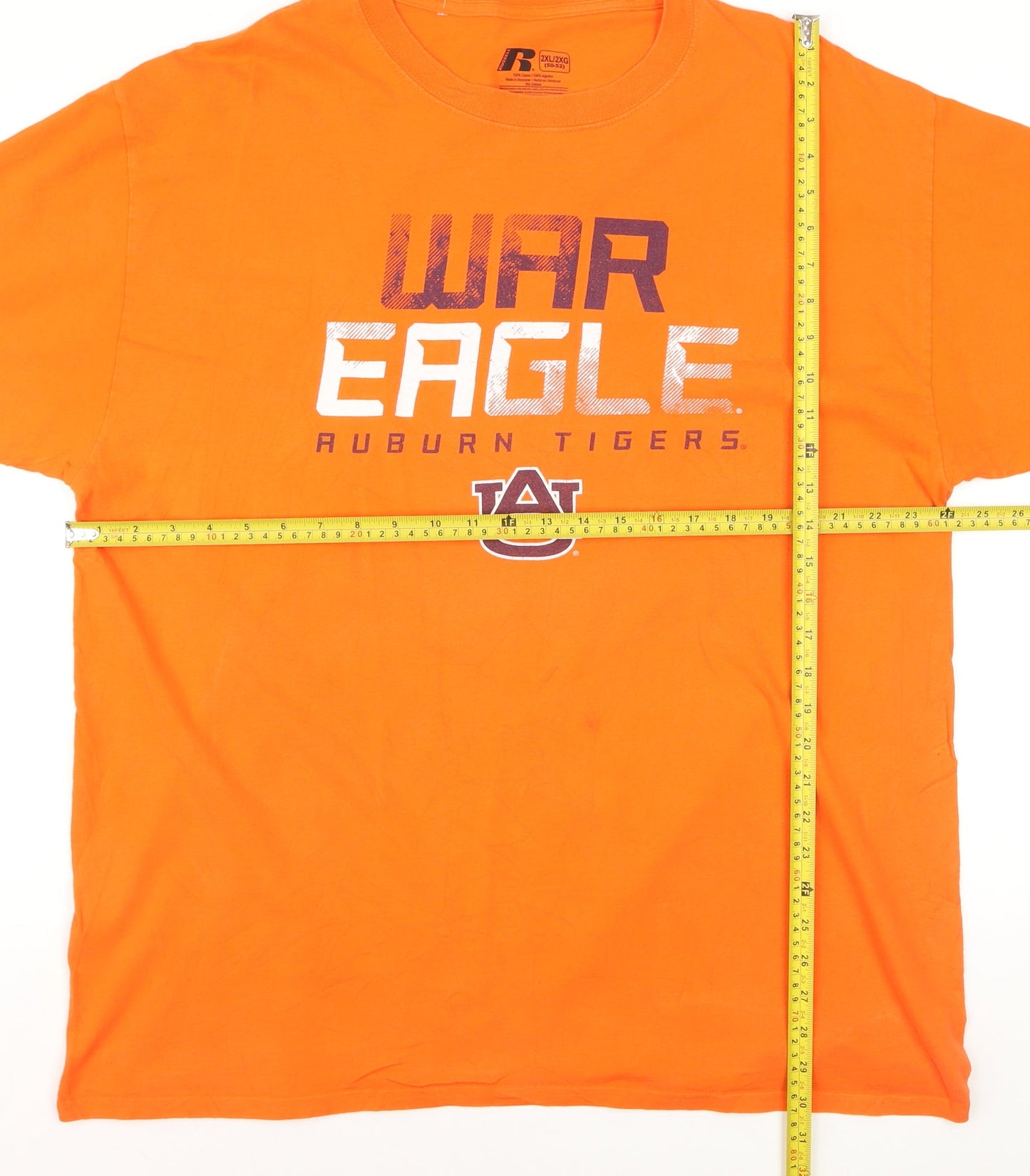 Russell Men’s Orange 2XL WAR EAGLE Auburn Tigers Graphic T-Shirt