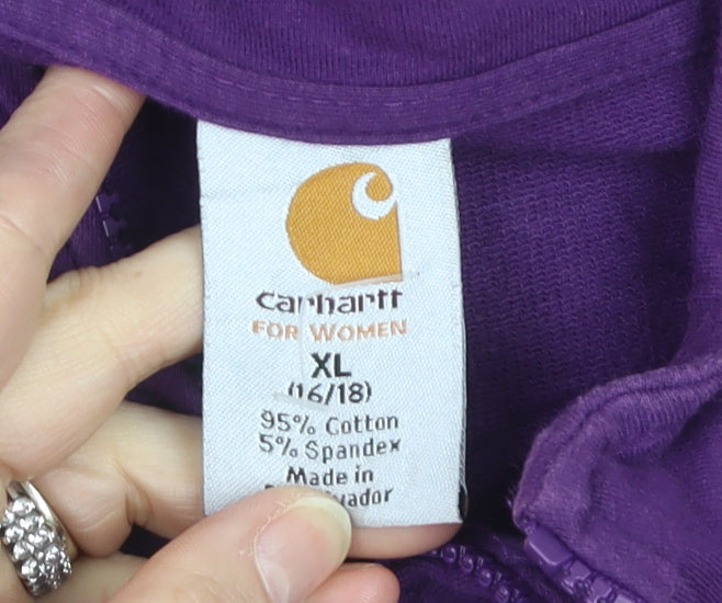 Carhartt Women Purple Full Zip Sweatshirt XL Cotton Blend Casual