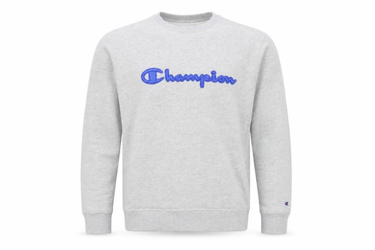 Champion Men's Grey Crew Neck Embroidered Logo Sweatshirt M