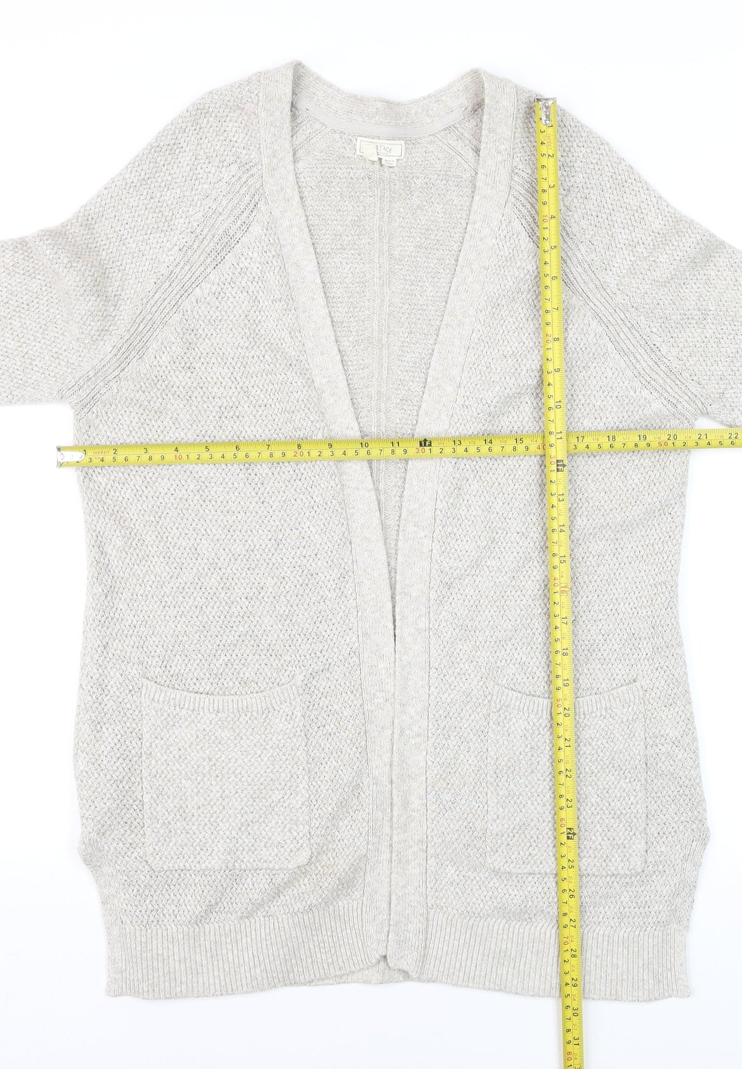 Fat Face Women Beige Knit Long Sleeve Open Cardigan UK 10