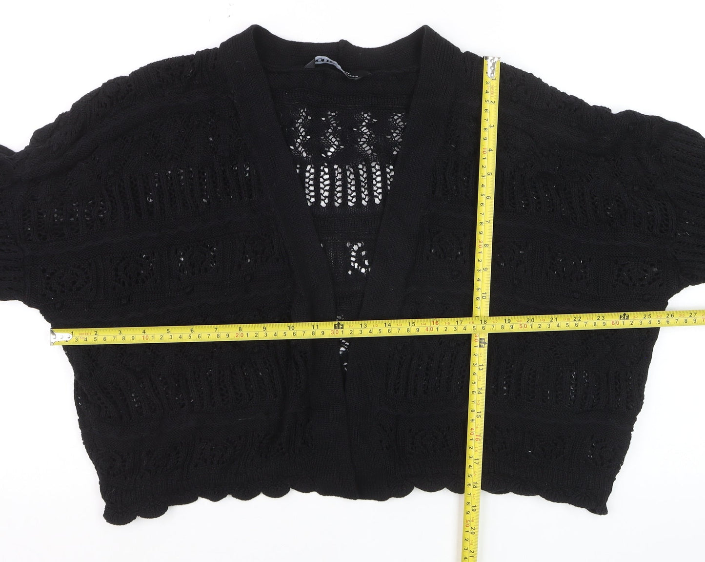 Yours Women Black Plus Size 22 Open Knit V-Neck Cardigan