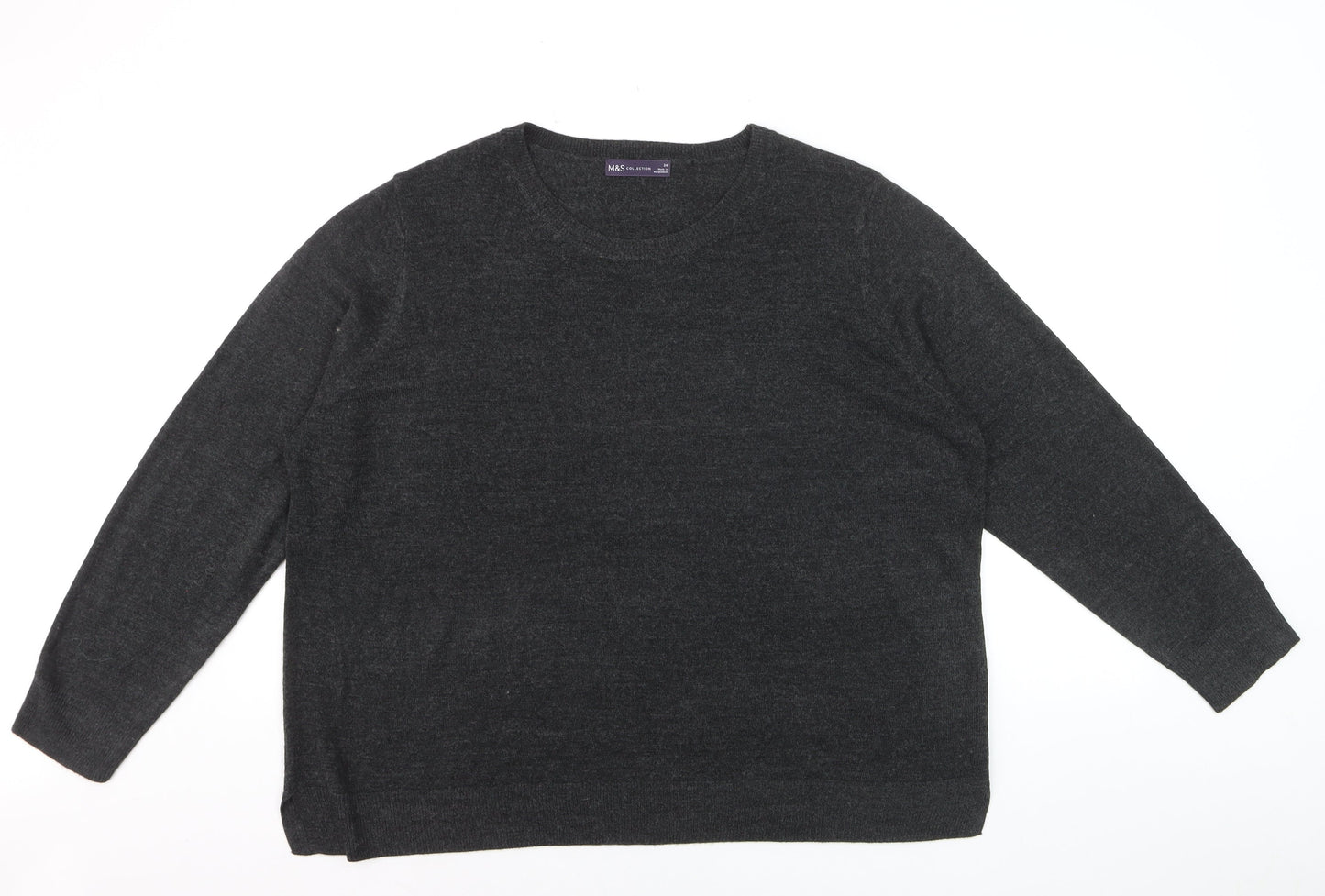 Marks and Spencer Women’s Grey Acrylic Crew Neck Jumper Size 24