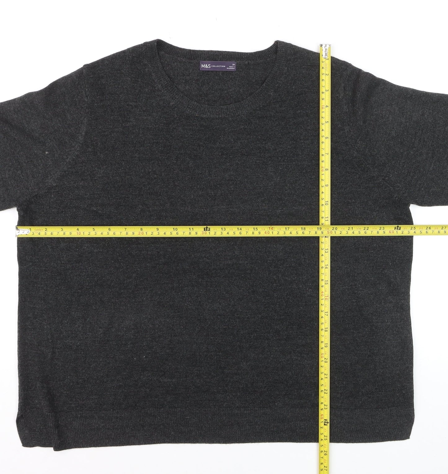 Marks and Spencer Women’s Grey Acrylic Crew Neck Jumper Size 24