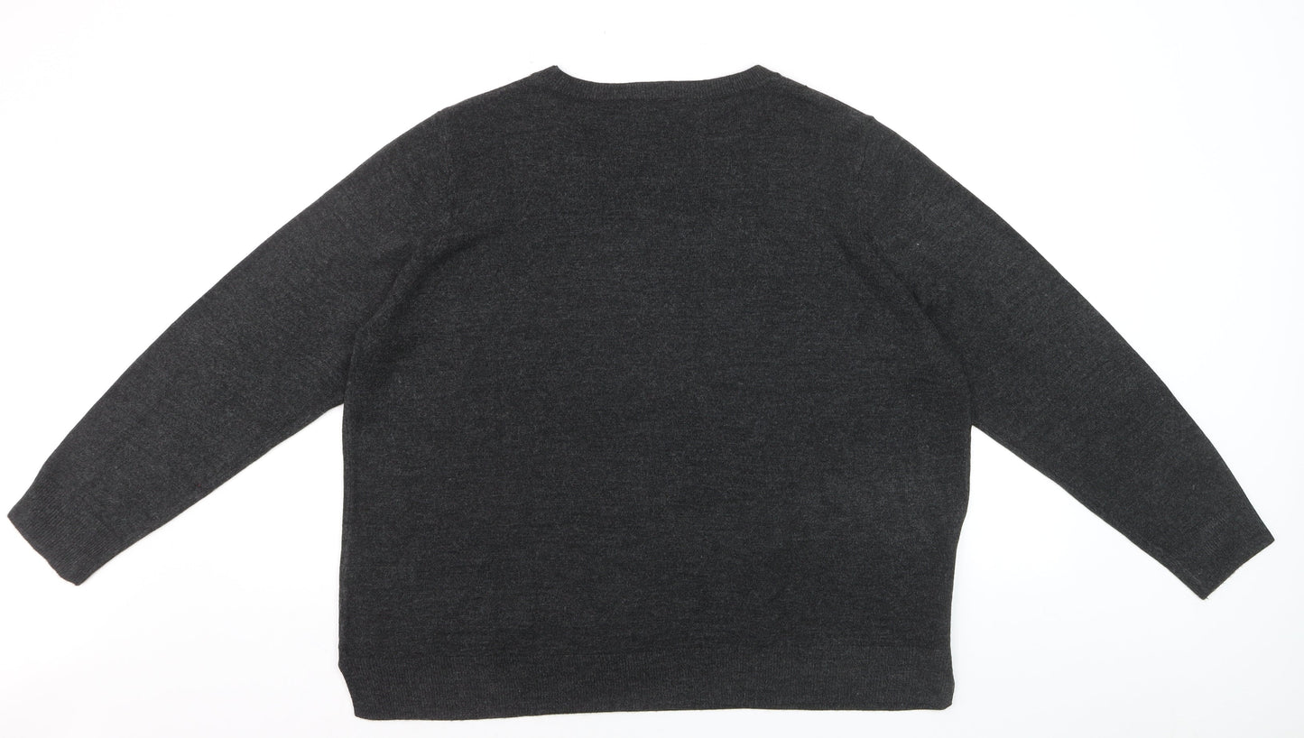 Marks and Spencer Women’s Grey Acrylic Crew Neck Jumper Size 24