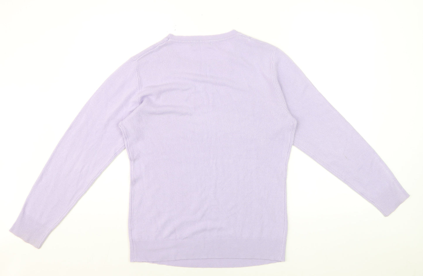 Bonmarché Women Lilac Acrylic Crew Neck Long Sleeve Jumper Size 12