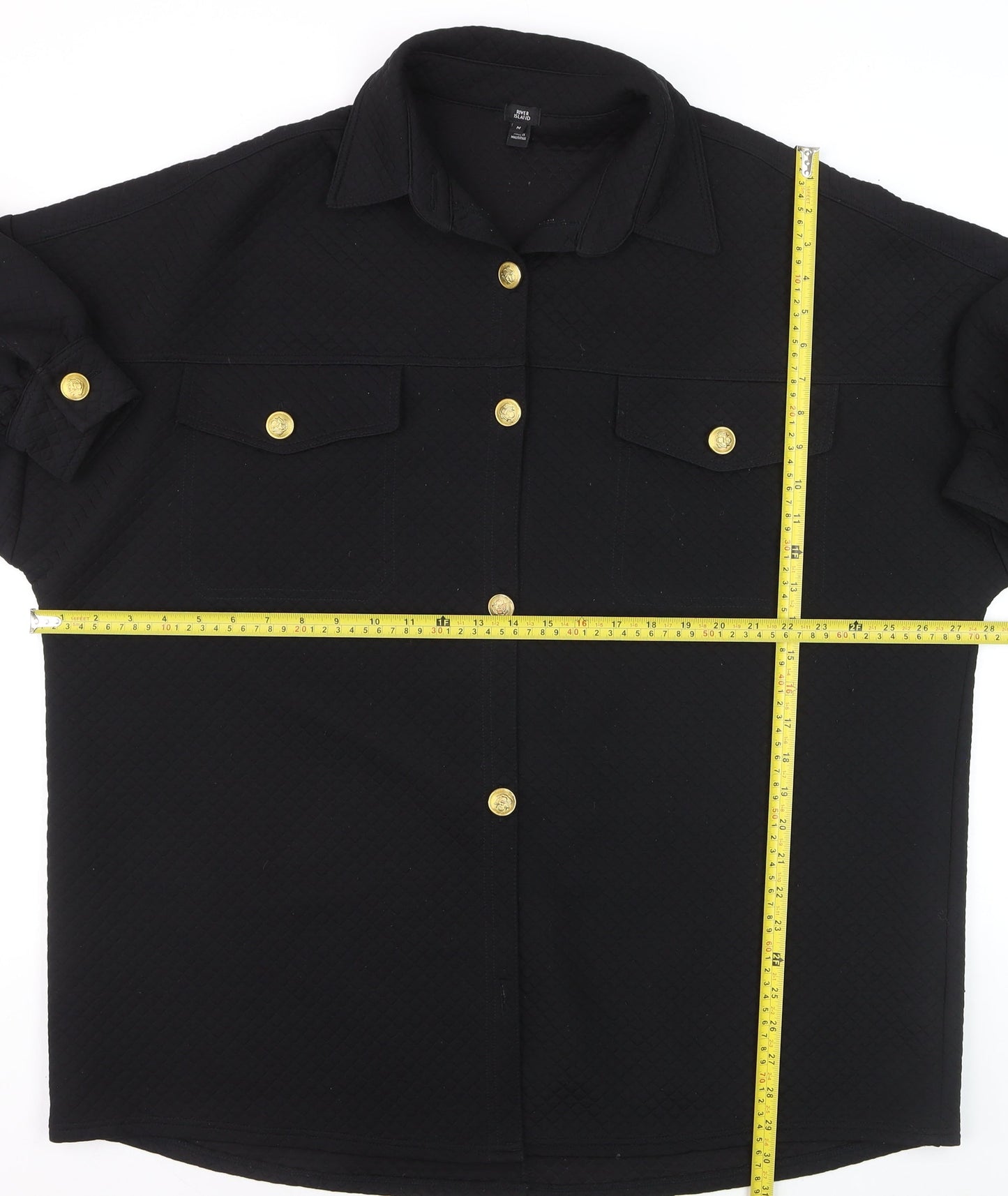 River Island Women's Black Button-Up Long Sleeve Shirt M