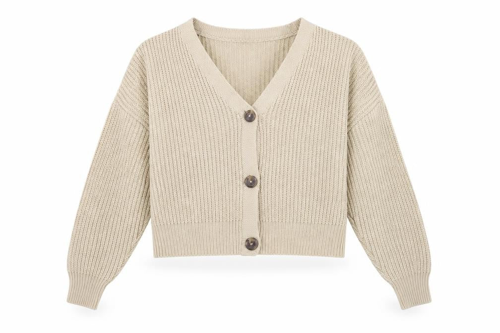 Vero Moda Women Beige Chunky Knit Button Cardigan Size S