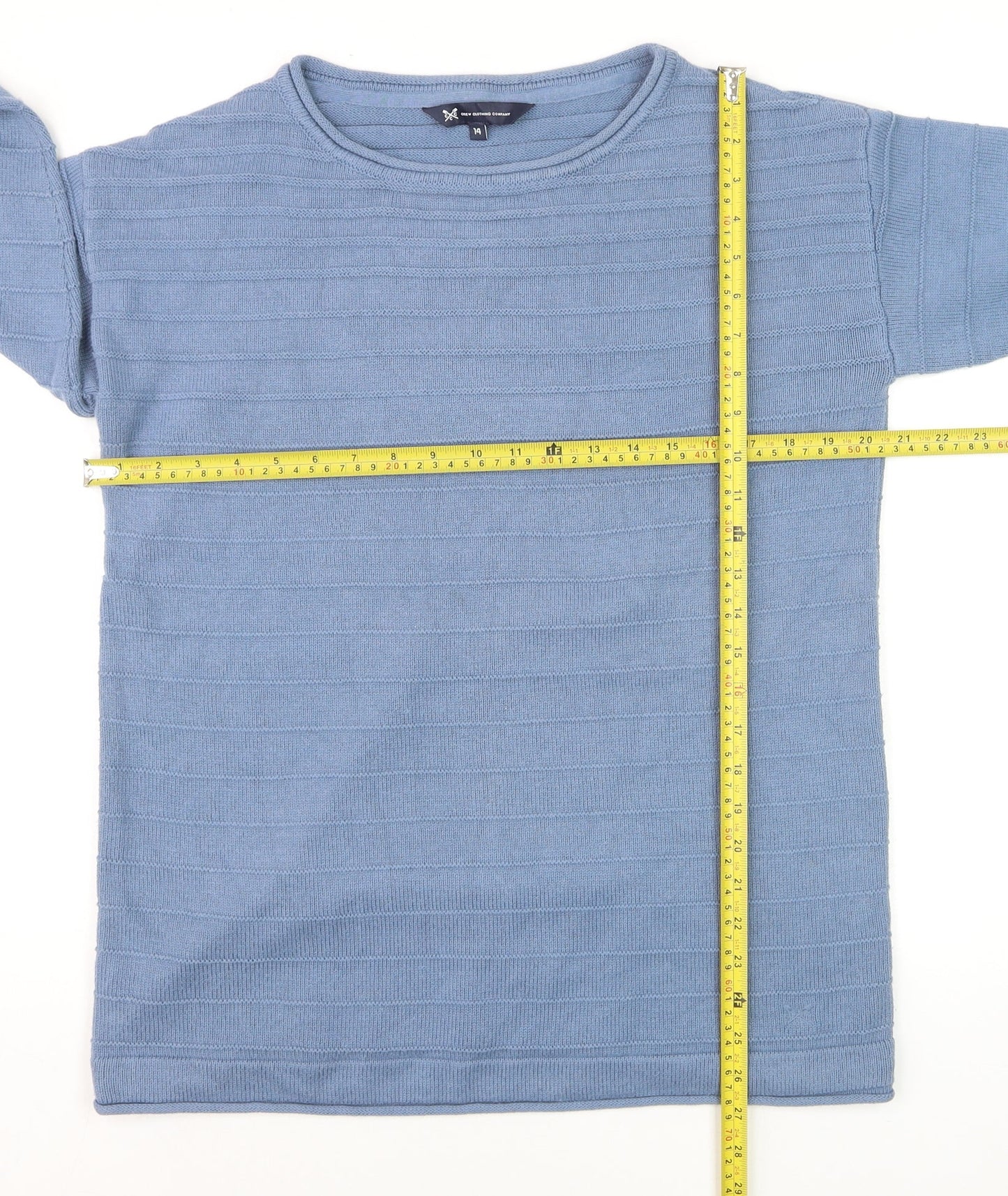 Crew Clothing Company Women's Blue Cotton Blend Jumper Size 14