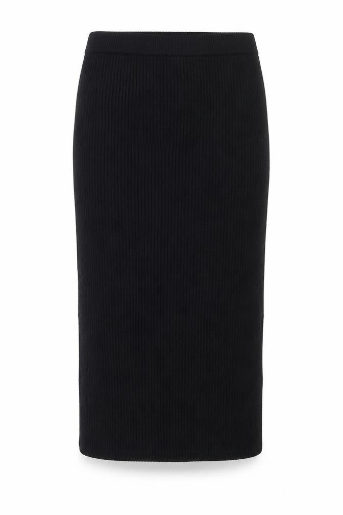 PRETTYLITTLETHING Women’s Black Ribbed Knit High Waist Pencil Skirt Size 10