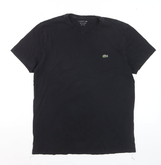 Lacoste Women's Black Cotton Regular Fit T-Shirt Size L