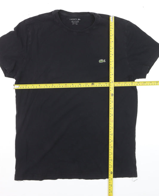 Lacoste Women's Black Cotton Regular Fit T-Shirt Size L