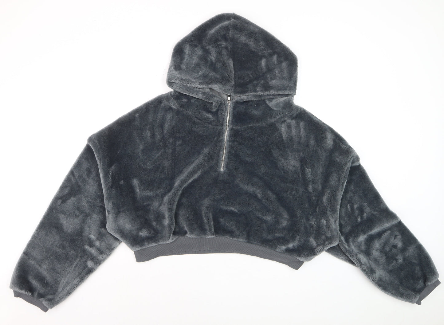 BDG Women’s Grey Cropped Fleece Hoodie Jacket Size M