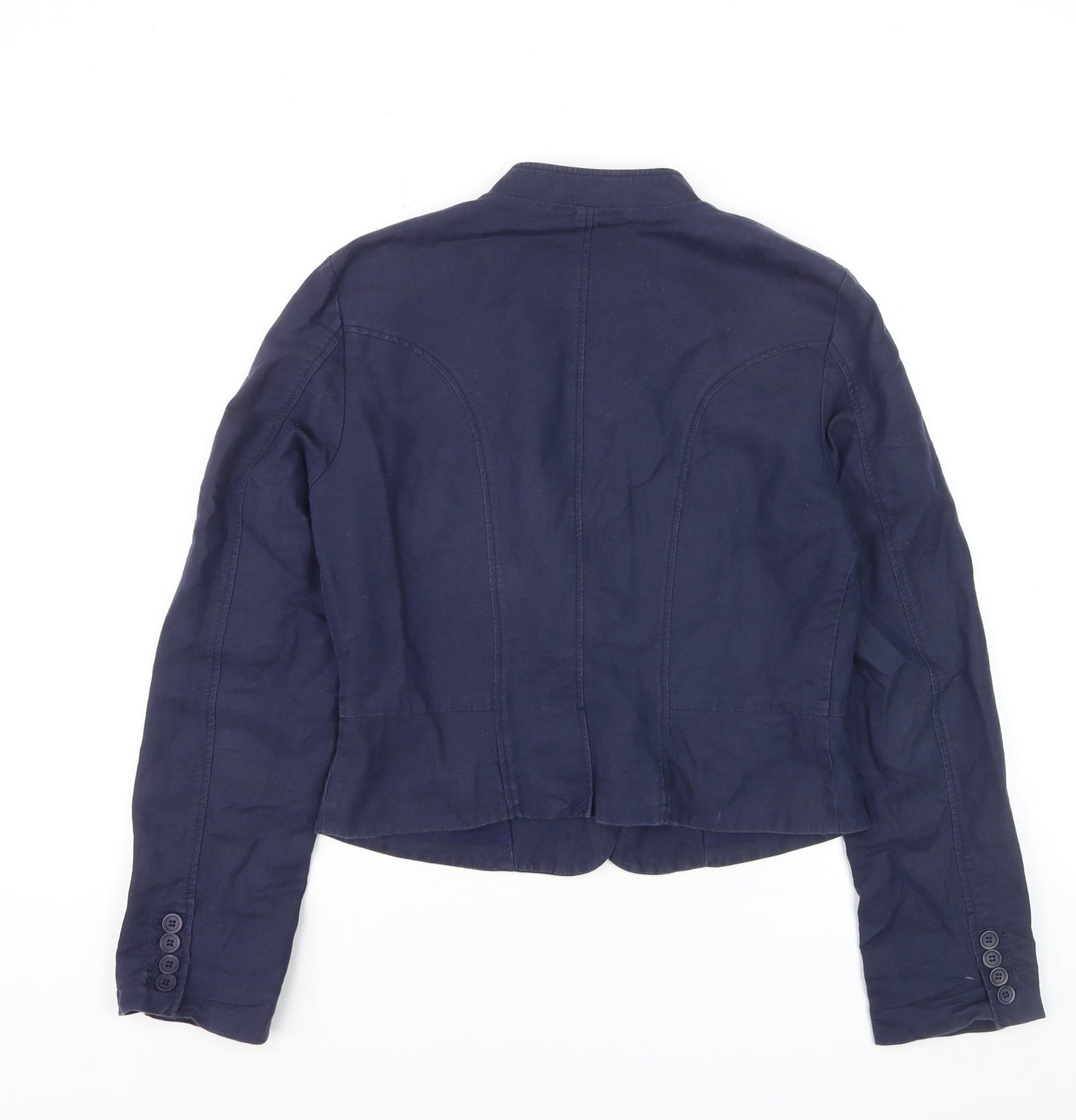 Kew Women's Blue Linen Blend Short Blazer Jacket Size 10