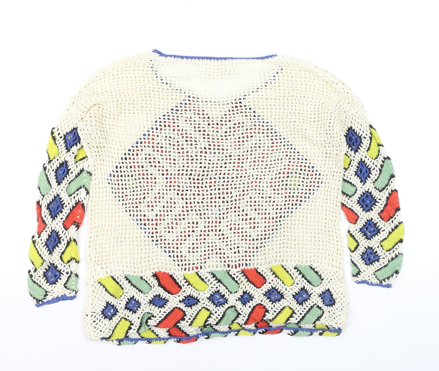 Eleven Paris Women’s Multicoloured Crochet Knit Pullover Jumper Size M