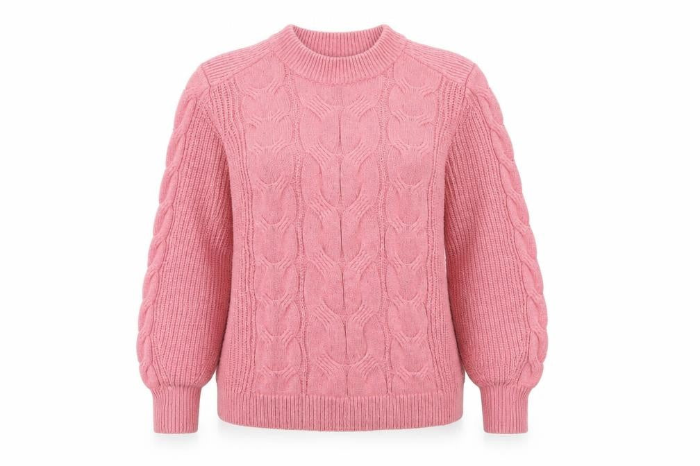Marks and Spencer Womens Pink Cable Knit Crew Neck Jumper M
