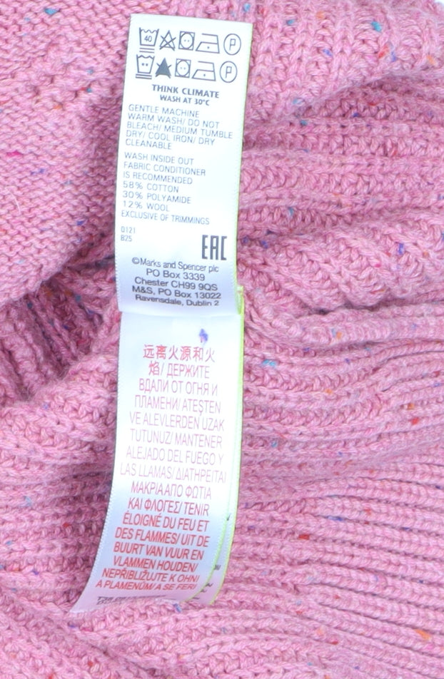 Marks and Spencer Womens Pink Cable Knit Crew Neck Jumper M