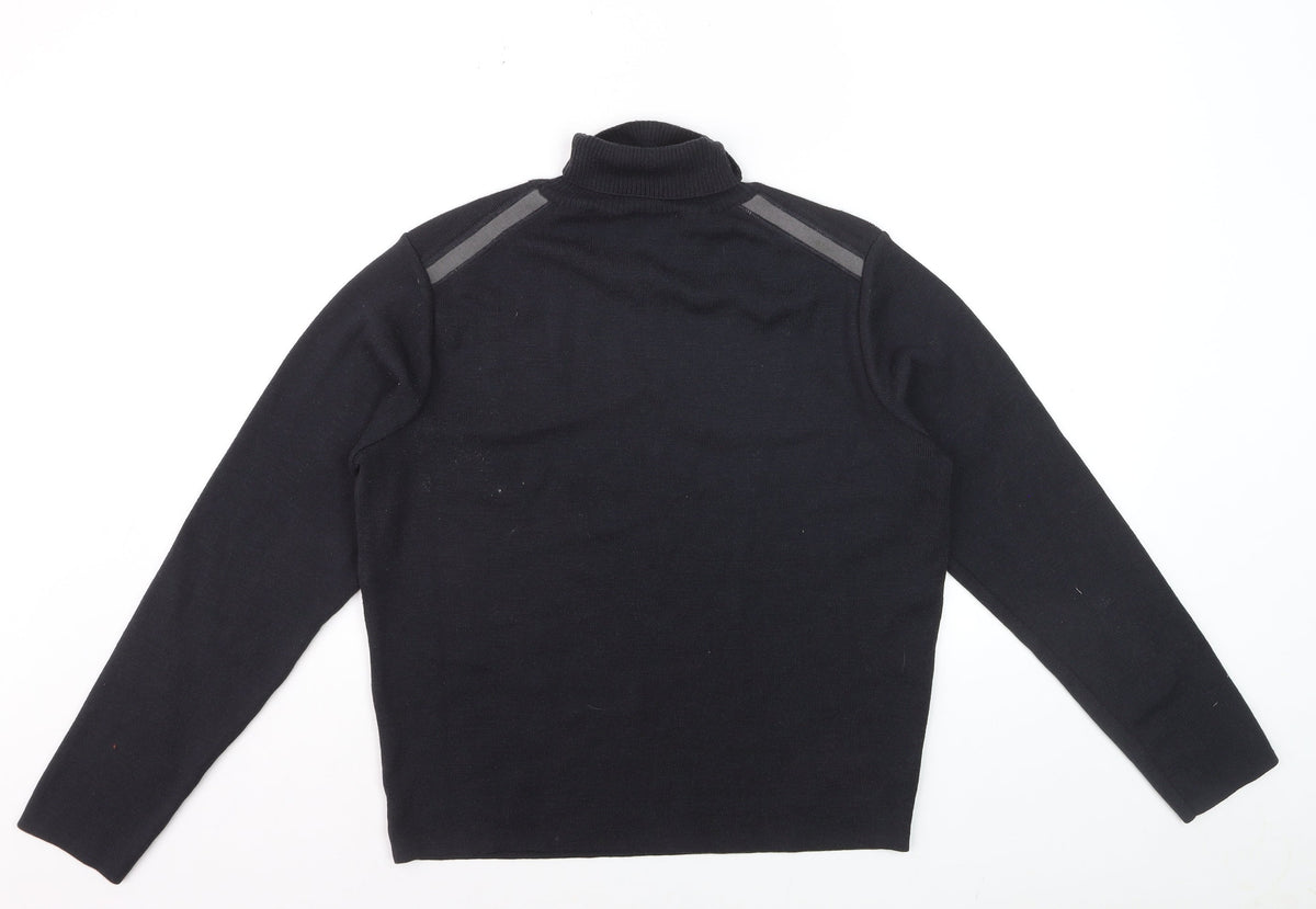 Brand and care label for Reiss Men's Black Roll Neck Slim Fit Knit Jumper, size S
