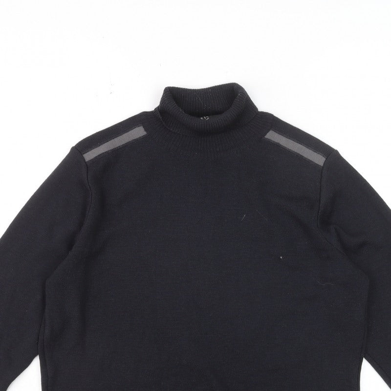 Additional view of Reiss Men's Black Roll Neck Slim Fit Knit Jumper, size S