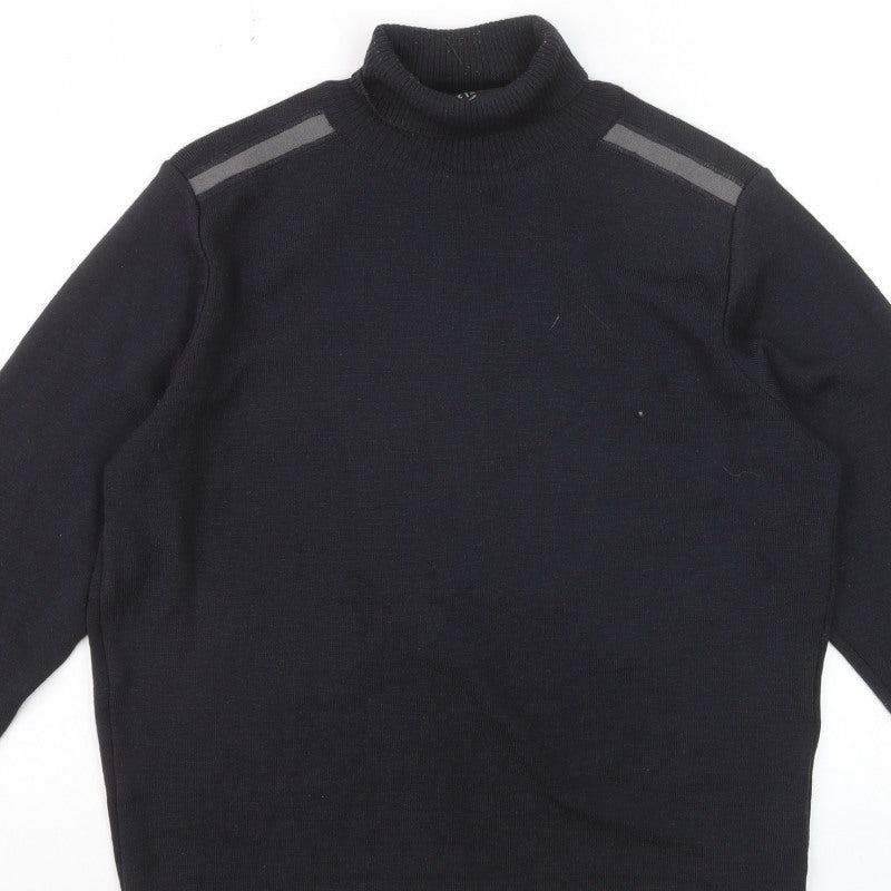 Additional view of Reiss Men's Black Roll Neck Slim Fit Knit Jumper, size S