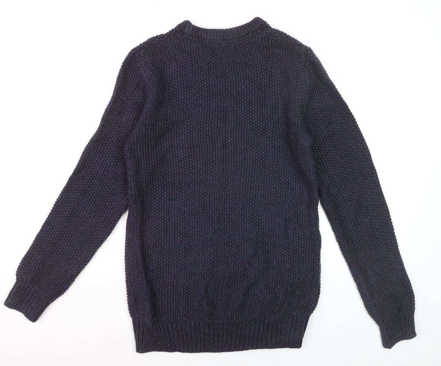 Brave Soul Men’s Blue Cable-Knit Crew Neck Jumper Size L