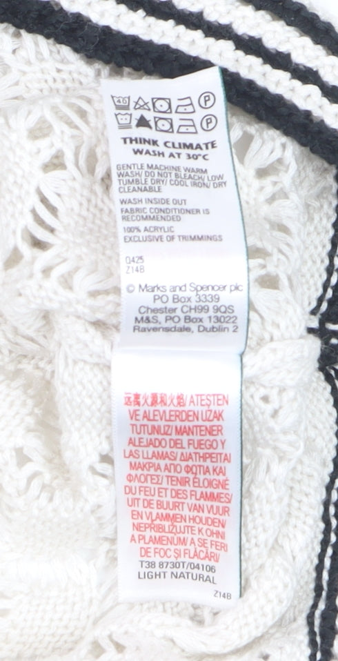 Marks and Spencer Women Ivory Short Sleeve Open-Knit Jumper S