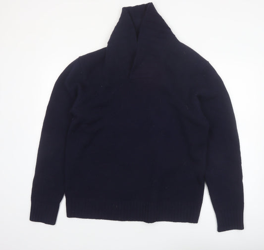Boden Men's Blue Lambswool Shawl Neck Jumper Size L
