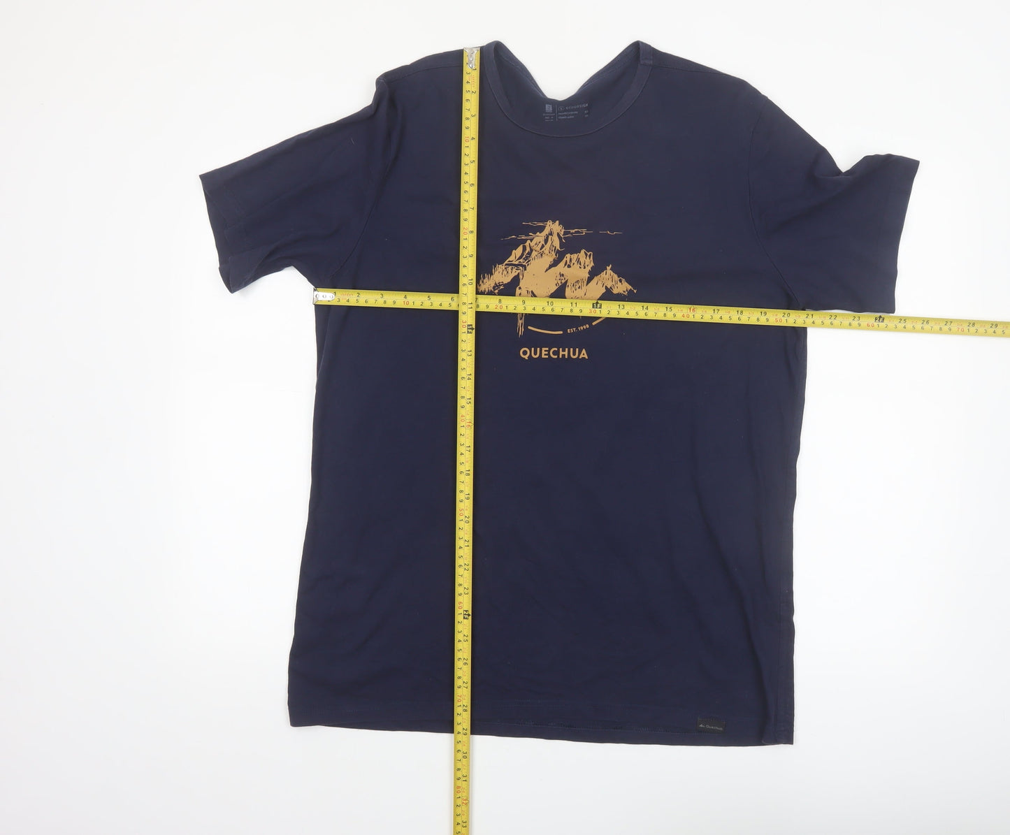 Quechua Men's Navy Blue Graphic Mountain Print T-Shirt XL