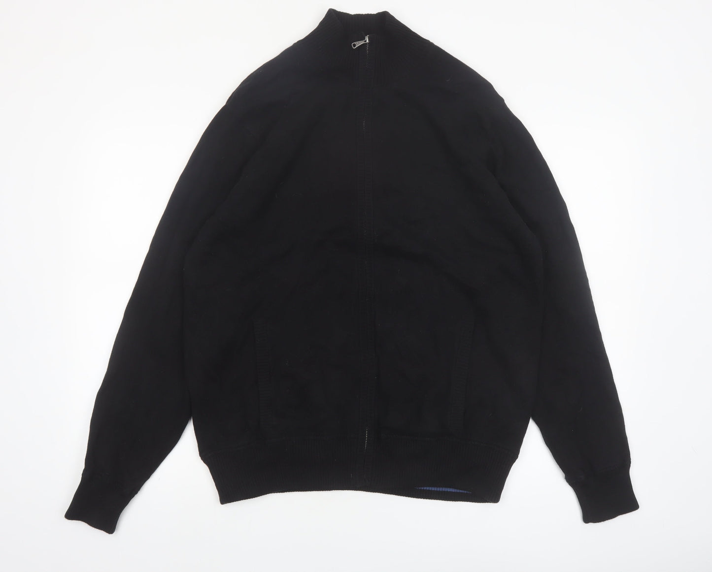 Marks and Spencer Blue Harbour Men's Black Full Zip Cotton Jumper L