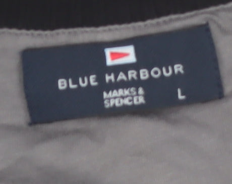 Marks and Spencer Blue Harbour Men's Black Full Zip Cotton Jumper L