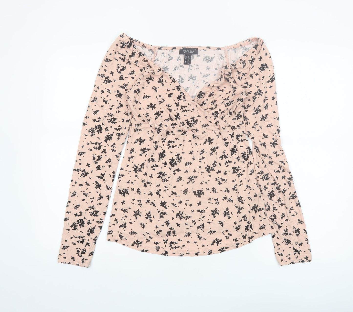 New Look Maternity Beige Floral Wrap Long Sleeve Top UK 8