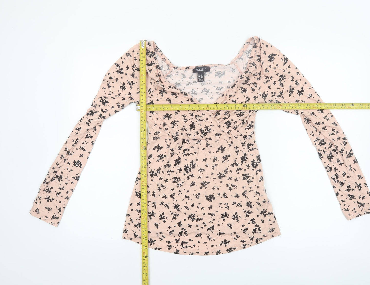 New Look Maternity Beige Floral Wrap Long Sleeve Top UK 8