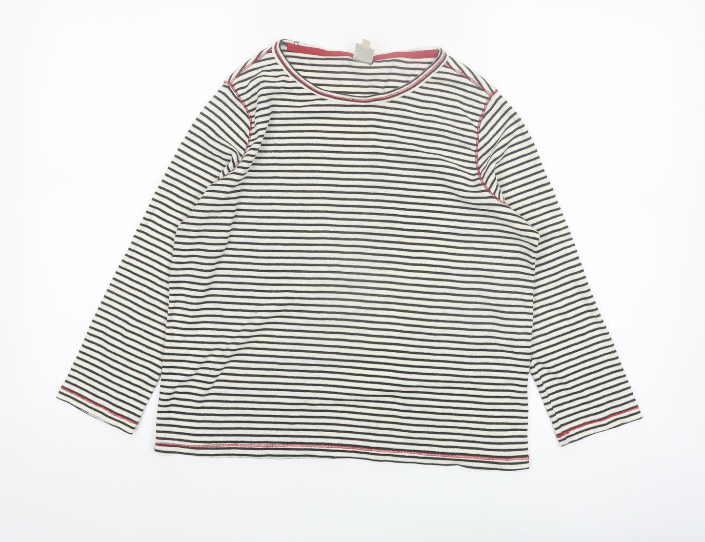 Seen Worn Kept Women's White Striped Long Sleeve Cotton T-Shirt UK 10