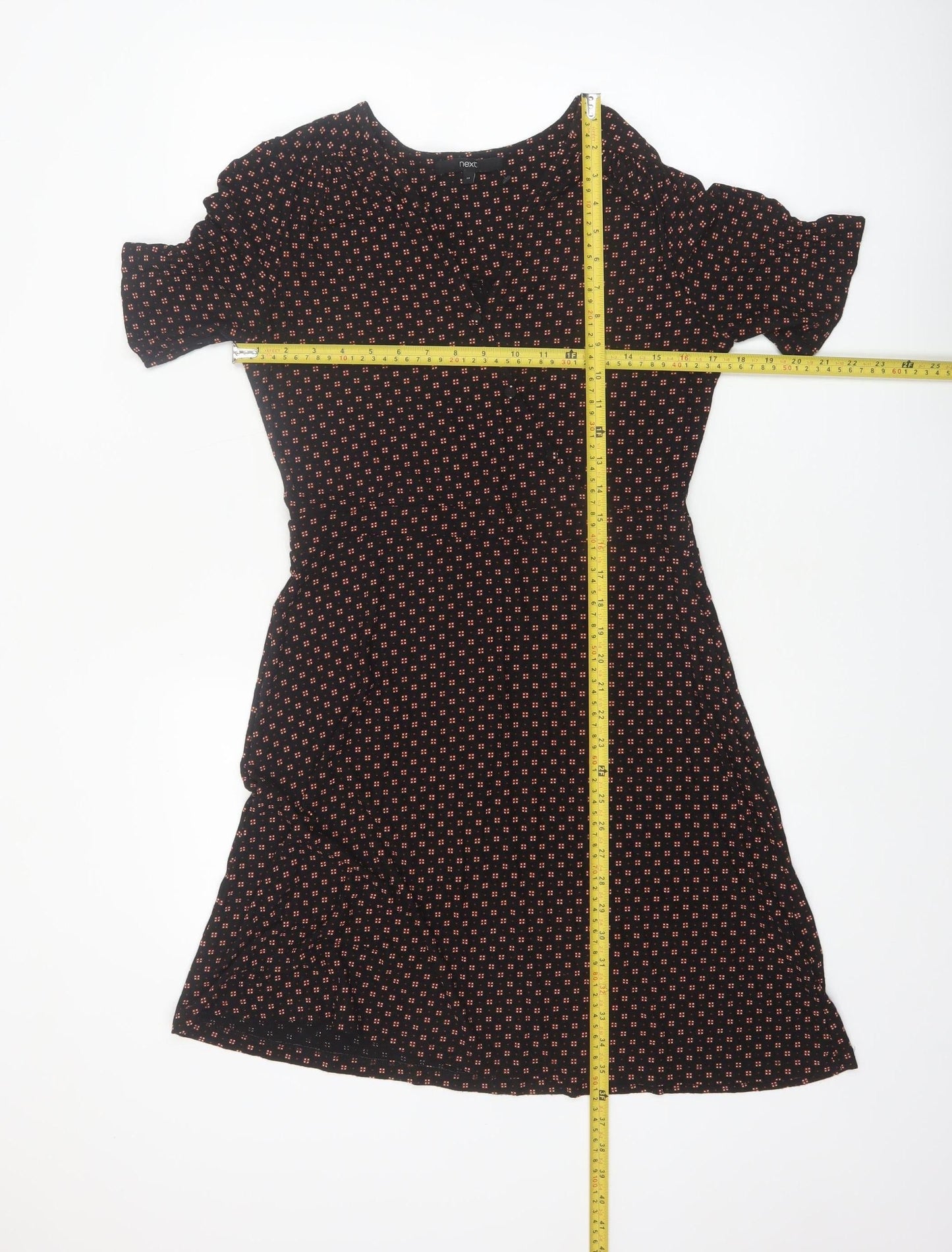 Next Women Black Geometric A-Line Knee Length Dress Size 12